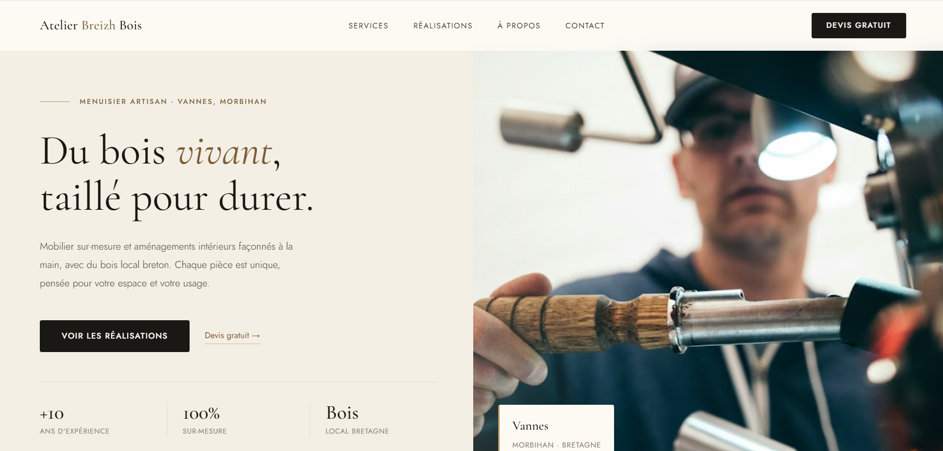 Site web menuisier Atelier Breizh Bois Bretagne — création Amiri Studio