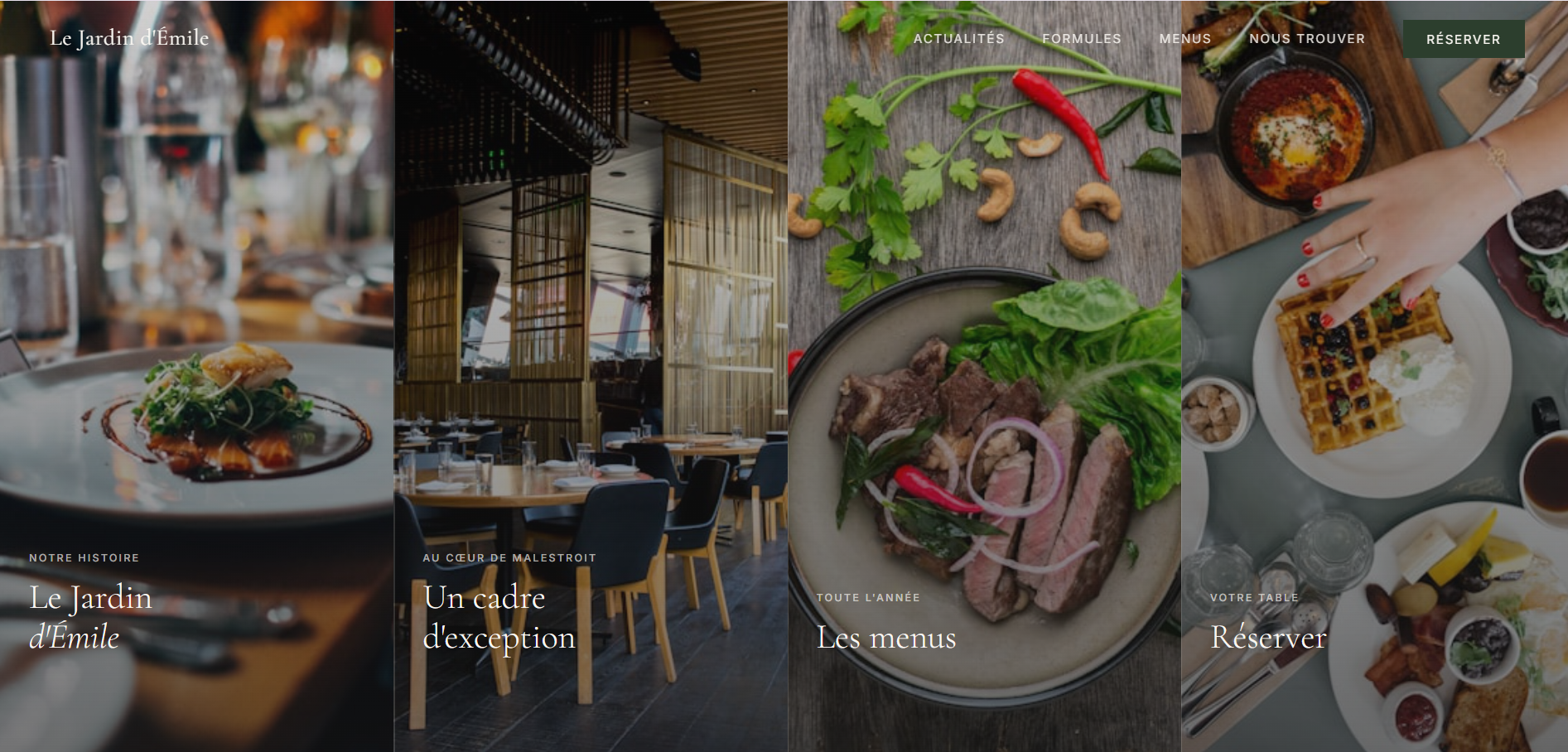 Site web restaurant Le Jardin d'Emile — réalisation Amiri Studio